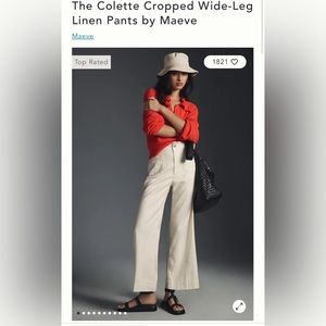 NWT Anthropologie Colette Cropped Wide-Leg Linen Pants by Maeve (Cream, size 27)